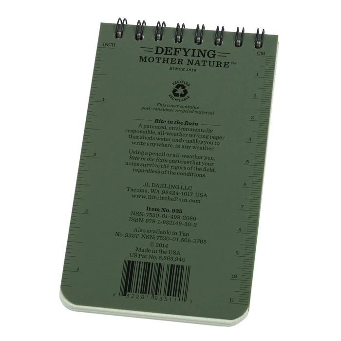 Rite In The Rain No. 935 All Weather Notebook OD Green 6 Rite In The Rain No. 935 All Weather Notebook OD Green - Image 4