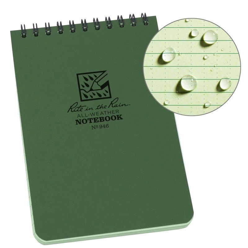 Rite In The Rain No. 946 All Weather Notebook 4x6" OD Green 3 Rite In The Rain No. 946 All Weather Notebook 4x6" OD Green