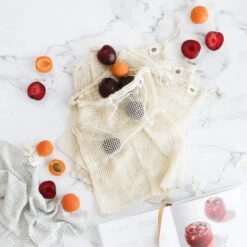 Organic Cotton Net Produce Bags 4 Pack / Large