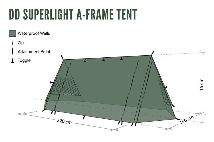 DD Hammocks SuperLight A-Frame Tent & Mesh Tent Combo 7 DD Hammocks SuperLight A-Frame Tent & Mesh Tent Combo - Image 5