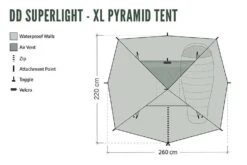 DD SuperLight XL Pyramid Tent & XL Pyramid Mesh Tent Combo (2 Person) -Hema Shop DDSLXLPyramidCombo2per 2