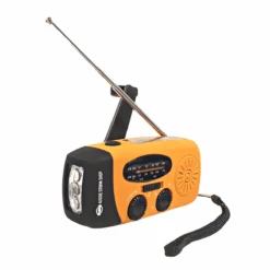 Dynamo Solar Hand Crank AM FM Radio & Power Bank & LED Flashlight - Orange