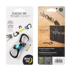 Nite Ize SlideLock 360° Magnetic Locking Dual Carabiner [Colour: Olive] -Hema Shop NiteIzeSL360 p